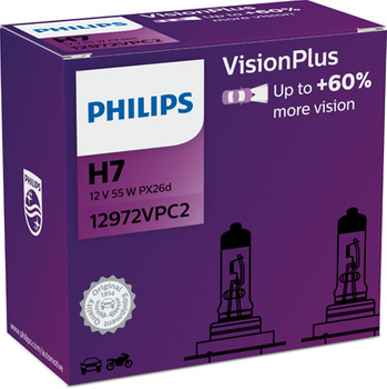 PHILIPS H7 VISIONPLUS +60% 12V 55W 2 SZT