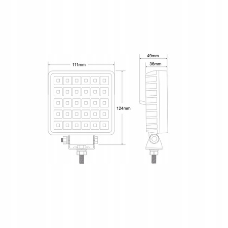 Lampa robocza 30x LED kwadrat z włącznikiem L0156