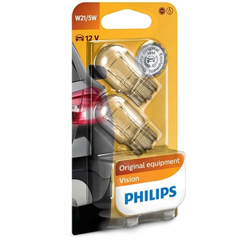 2x Żarówki PHILIPS W21/5W W3x16q 12V VISION +30%