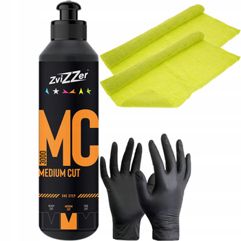 ZVIZZER MC3000 ORANGE MEDIUM CUT PASTA POLERSKA ONE STEP 250ml MIKROFIBRY