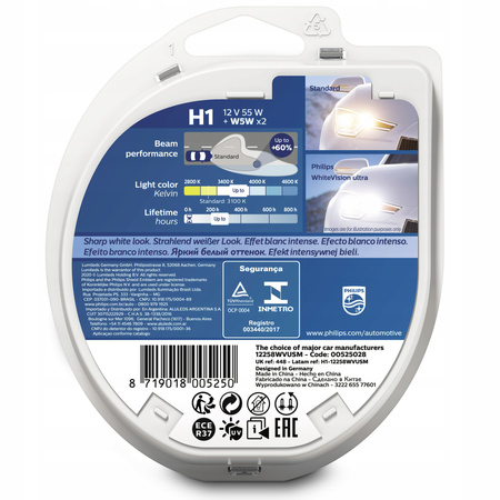 H1 PHILIPS WHITE VISION ULTRA 12V 55W + W5W WVU