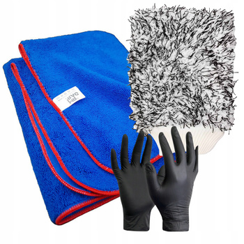 ZESTAW DO MYCIA AUTA - RĘCZNIK DO OSUSZANIA LAKIERU + RĘKAWICA Z MIKROFIBRY