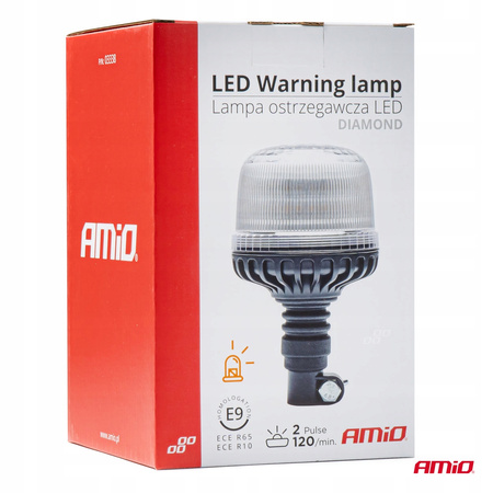 LAMPA OSTRZEGAWCZA BŁYSKOWA KOGUT LED R65 R10 12V 24V W03P WSPORNIK JASNA