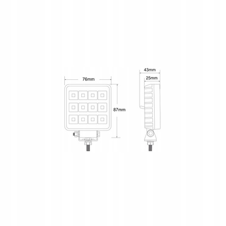 Lampa robocza 12x LED kwadrat z włącznikiem L0152