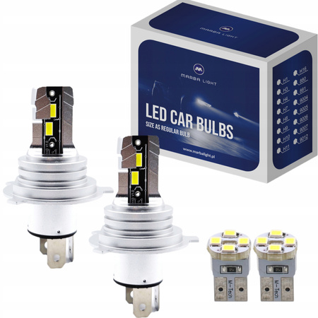 H4 LED MARBA LIGHT ORYGINALNY ROZMIAR 1:1 6000K 12V-24V CIĘŻAROWE + OSOBOWE