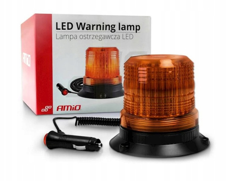 LAMPA OSTRZEGAWCZA KOGUT 80 LED MAGNES R10 12-24V W14M AMIO-01503 POMARAŃCZ