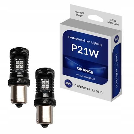 ŻARÓWKI LED P21W POMARAŃCZOWE PRZEBIJAJĄCE CZERWONE KLOSZE USA BMW MINI