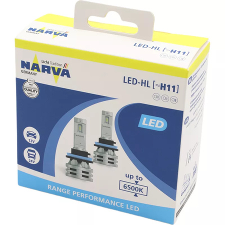 ŻARÓWKI H8 H11 LED RETROFIT NARVA RANGE PERFORMANCE GERMANY ORIGINAL 6500K 12V 24V