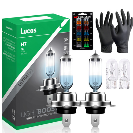 ŻARÓWKI LUCAS H7 12V 55W LIGHTBOOSTER +150% MORE HOMOLOGACJA E1 + GRATISY