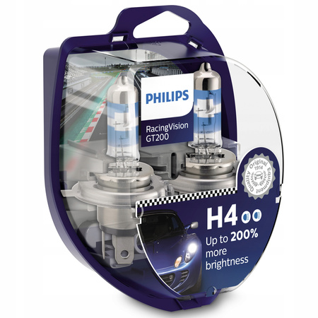 ŻARÓWKI PHILIPS H4 12V 60/55W RACING VISION GT200 +200%