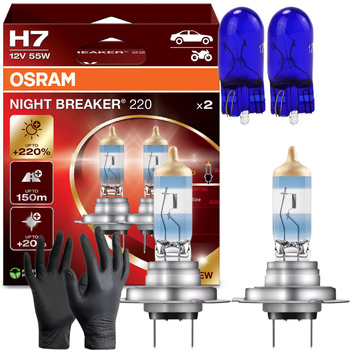 ŻARÓWKI H7 12V 55W OSRAM NIGHT BREAKER +220% GOLD NAJMOCNIEJSZE + GRATISY