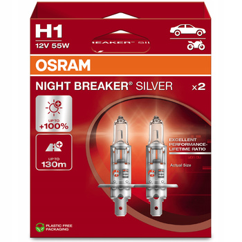 ŻARÓWKI H1 12V 55W OSRAM NIGHT BREAKER SILVER +100% WIĘCEJ ŚWIATŁA