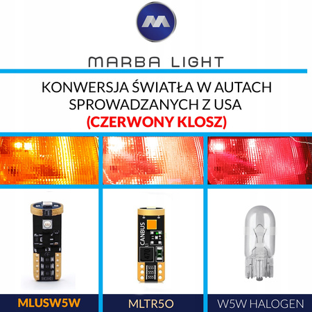 ŻARÓWKI LED W5W WY5W KIERUNEK POMARAŃCZOWE PRZEBIJAJĄCE CZERWONY KLOSZ USA