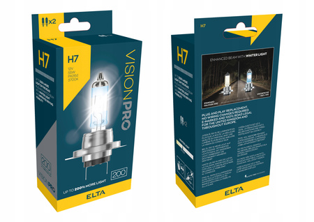 ŻARÓWKI ELTA H7 12V 55W PX26d VISIONPRO +200% HOMOLOGACJA E1 EU + GRATISY