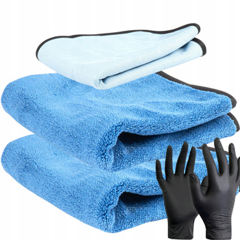 2x RĘCZNIK DO OSUSZANIA SAMOCHODU + MIKROFIBRA DO SZYB 2w1 30x40cm 630gsm!