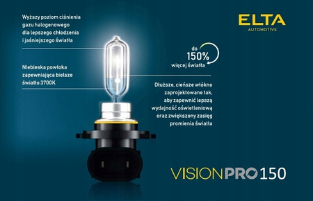ŻARÓWKI ELTA H11 12V 55W PGJ19-2 VISIONPRO +150% HOMOLOGACJA E1 GRATISY W5W