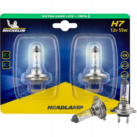 MICHELIN ŻARÓWKI H7 12V 55W EXTRA LONG LIFE +130% WIĘCEJ ŚWIATŁA WZMOCNIONE