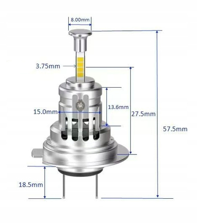 ŻARÓWKI H7 LED 12V 24V 4500LM BIAŁA 360 STOPNI DO SOCZEWKI 1:1 PLUG & PLAY
