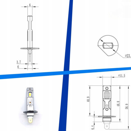 ŻARÓWKI H1 LED MARBA LIGHT 6000K BIAŁE 1:1 ORYGINALNY ROZMIAR GWARANCJA 12V 24V