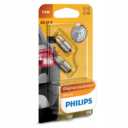 2x Żarówki PHILIPS T4W 4W BA9s 12V VISION +30%