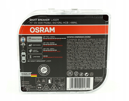 OSRAM ŻARÓWKI H7 12V 55W NIGHT BREAKER LASER +150%
