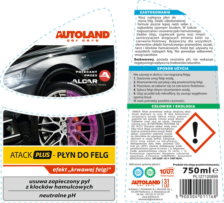 AUTOLAND ATACK PLUS Płyn do felg DE IRONIZER 0,75