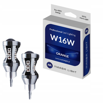 ŻARÓWKI LED W16W WY16W KIERUNEK POMARAŃCZOWE PRZEBIJAJĄ CZERWONY KLOSZ USA