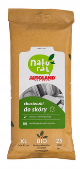 NATURAL - Chusteczki do skóry - 25szt AUTOLAND BIODEGRADOWALNE CZYSZCZĄCE