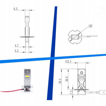 ŻARÓWKI H3 LED MARBA LIGHT 6000K BIAŁE 1:1 ORYGINALNY ROZMIAR GWARANCJA 12V 24V