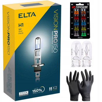 ŻARÓWKI ELTA H1 12V 55W P14.5t VISIONPRO +150% HOMOLOGACJA E1 + GRATISY W5W