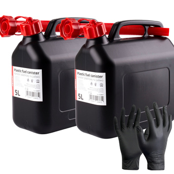 2x KANISTER NA PALIWO OLEJ ROPĘ PLASTIKOWY 5L Z ATESTAMI + LEJEK WYSOKA JAKOŚĆ