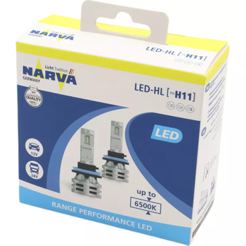 ŻARÓWKI H8 H11 LED RETROFIT NARVA RANGE PERFORMANCE GERMANY ORIGINAL 6500K 12V 24V