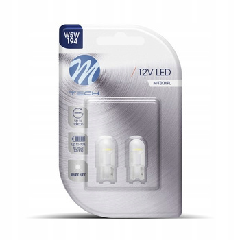 ŻARÓWKI LED W5W M-TECH WHITE TRANSPARENTNE