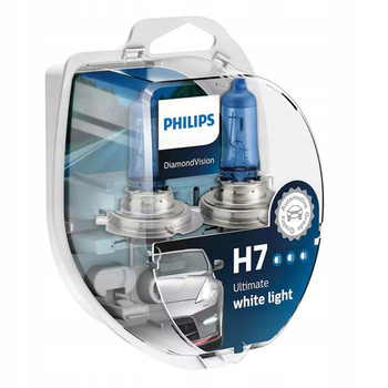 ŻARÓWKI H7 12V 55W PHILIPS DIAMOND VISION BARWA ZIMNA BIAŁA DO 5000K