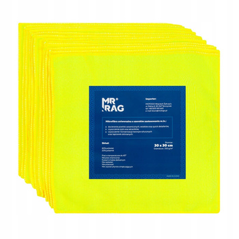 MR RAG 30x30cm MIKROFIBRA ŻÓŁTA 250gsm 12 sztuk