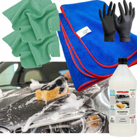 KOMPLETNY ZESTAW DO MYCIA I OSUSZANIA AUTA RĘCZNIK FLUFFY GĄBKA MIKROFIBRY SZAMPON AUTOLAND