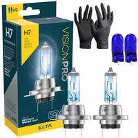 ŻARÓWKI ELTA H7 12V 55W PX26d VISIONPRO 5000K +50% HOMOLOGACJA BIAŁE + W5W