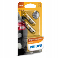 2x Żarówki PHILIPS H6W 6W BAX9s 12V VISION +30%