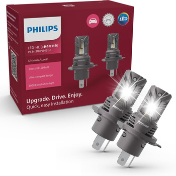 PHILIPS ŻARÓWKI LED H4 / H19 ULTINON ACCESS PLUG & PLAY ROZMIAR MINI 6000K