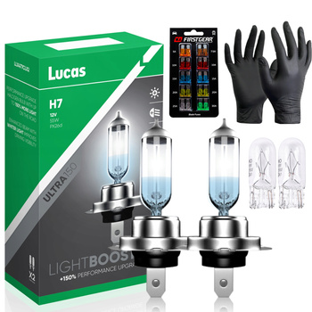 ŻARÓWKI LUCAS H7 12V 55W LIGHTBOOSTER +150% MORE HOMOLOGACJA E1 + GRATISY