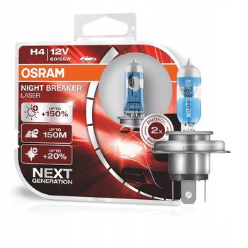 OSRAM ŻARÓWKI H4 12V 60/55W NIGHT BREAKER LASER +150%