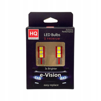 ŻARÓWKI LED W5W PŁASKIE 3x SMD HQ Automotive E-VISION CANBUS 6000K