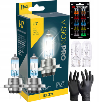 ŻARÓWKI ELTA H7 12V 55W PX26d VISIONPRO +200% HOMOLOGACJA E1 EU + GRATISY