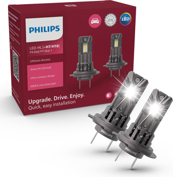 ŻARÓWKI LED H7/H18 PHILIPS ACCESS 6000K +80% ORYGINALNY ROZMIAR PLUG & PLAY