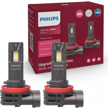 ŻARÓWKI LED H11/H8/H9/H16 PHILIPS ACCESS 6000K +80% ORYGINALNY ROZMIAR