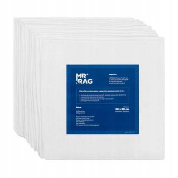 MR RAG 30x30cm MIKROFIBRA BIAŁA 250gsm 12 sztuk